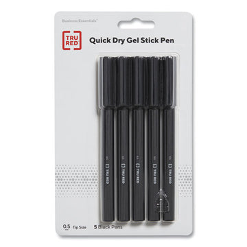 TRU RED™ Quick Dry Gel Pen, Stick, Fine 0.5 Mm, Black Ink, Black Barrel, 5-pack freeshipping - TVN Wholesale